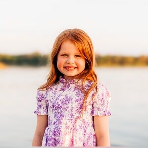 Janie and Jack purple and white floral Floral Toile Smocked Puff Sleeve Dress